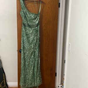 Mac Duggal - Sequin Beaded Lace-Up Gown